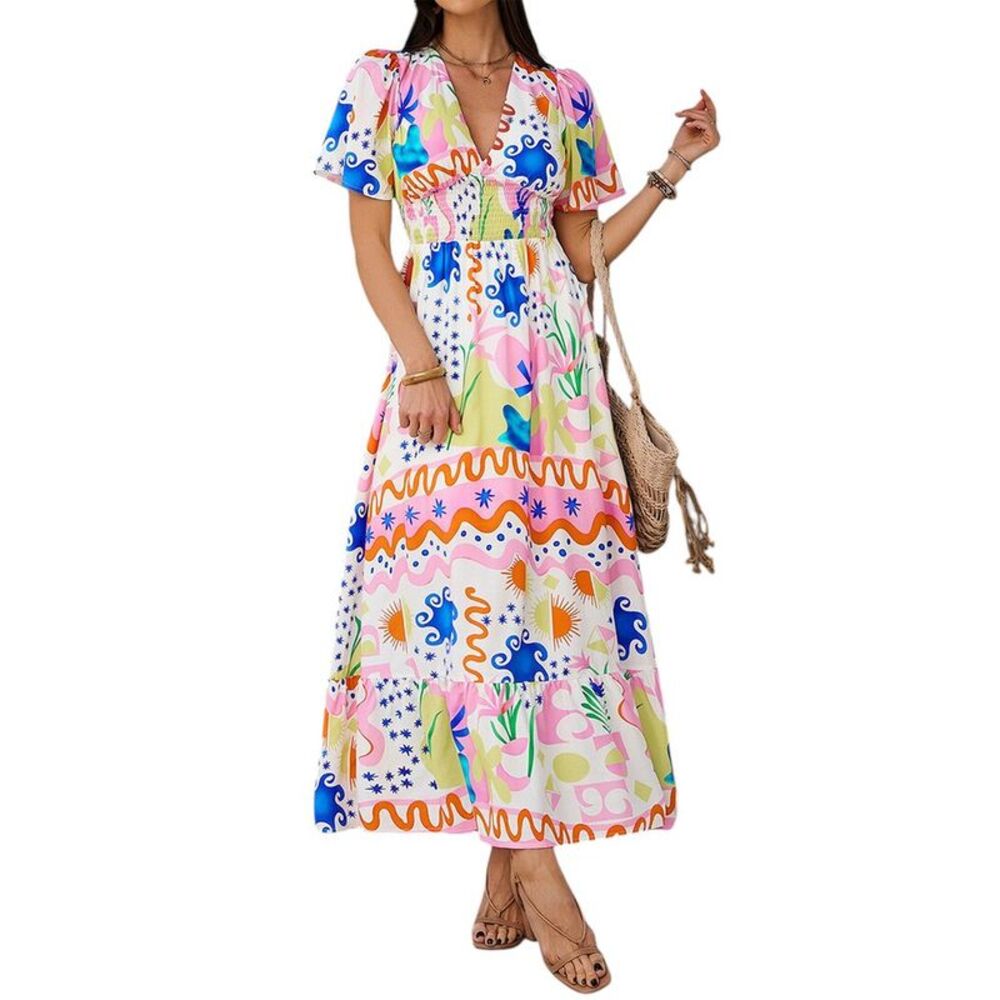 Luna Tuccini Multicolor Printed Maxi Dress